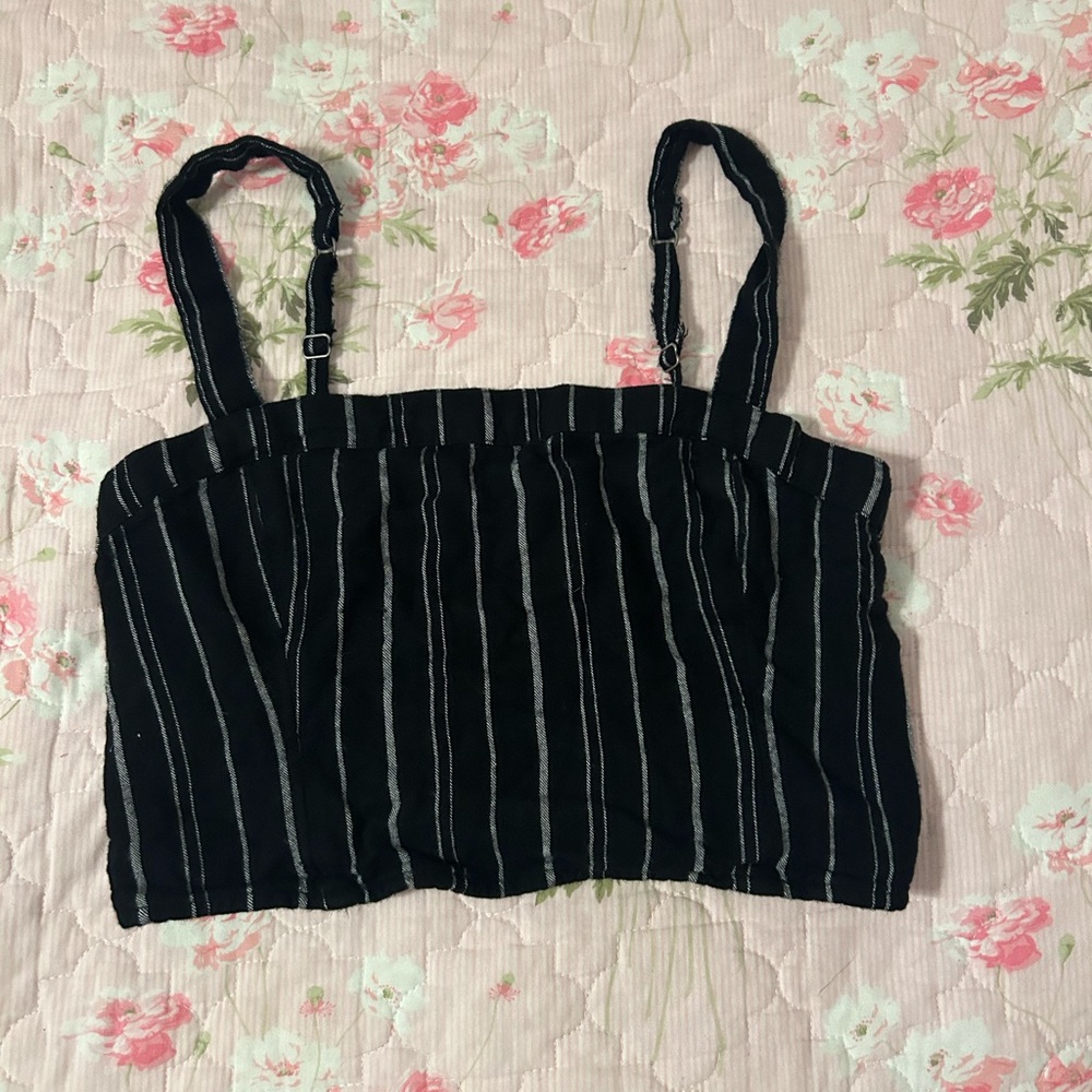 Black Striped Hollister cropped tank